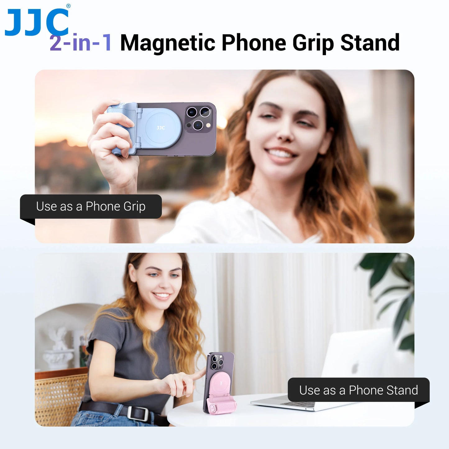 JJC Magnetic Smartphone Shooting Holder Phone Hand Grip Handle Snap on Phone Stand with Tripod Mount Wireless Shutter Remote