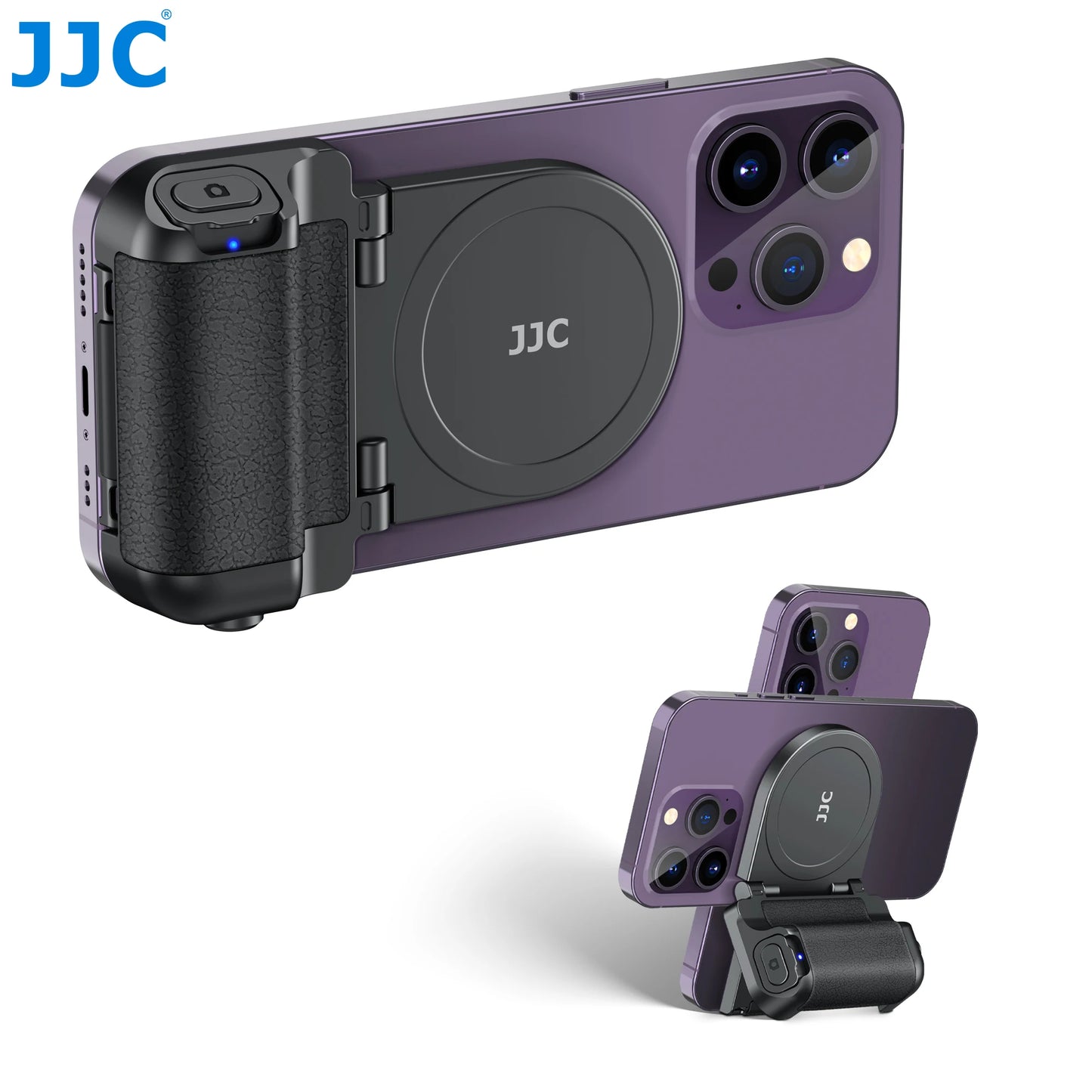 JJC Magnetic Smartphone Shooting Holder Phone Hand Grip Handle Snap on Phone Stand with Tripod Mount Wireless Shutter Remote