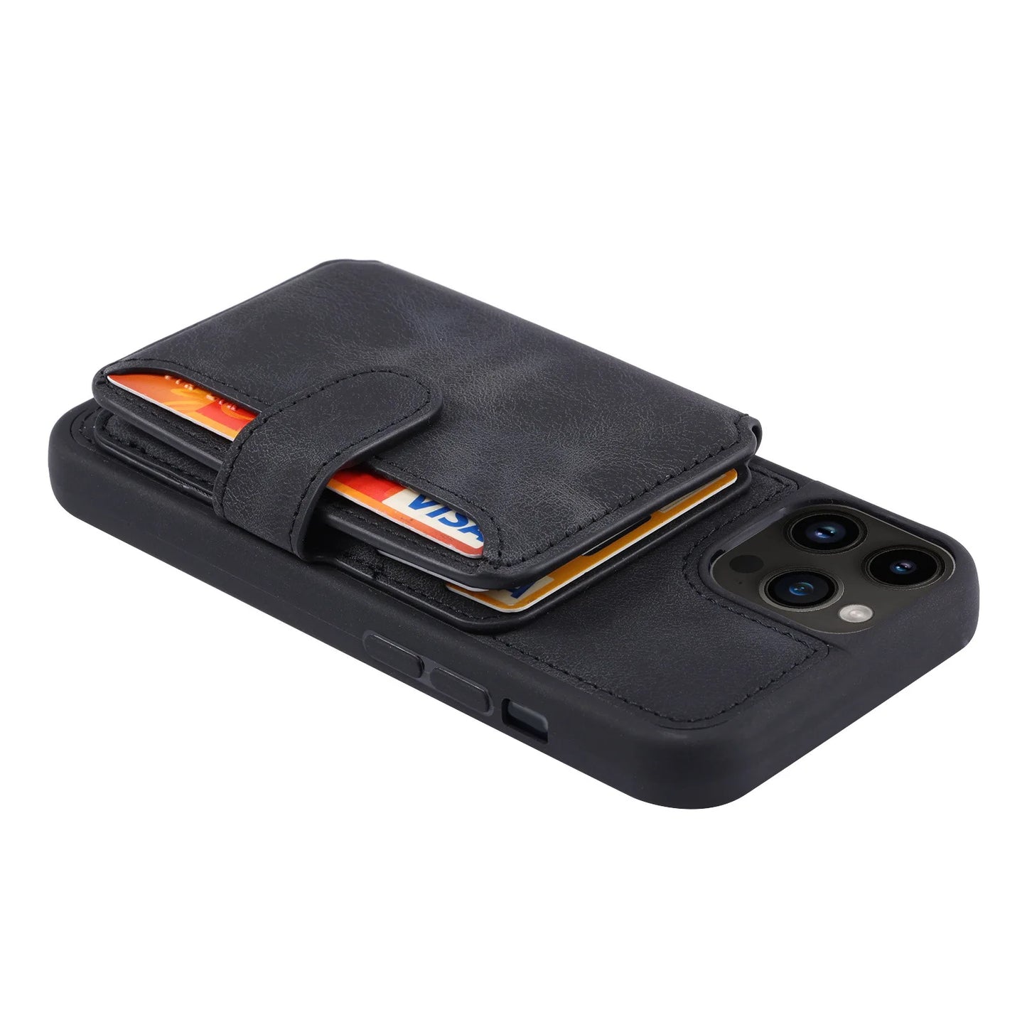 Luxury Leather Card Pocket Phone Case for Iphone 17 Pro Max 13 11 12 14 15 16 Pro Max 15 plus Wallet Shockproof Back Cover Cases
