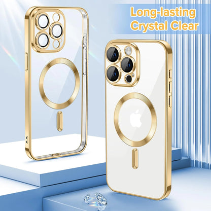 Transparent Phone Case for Apple Iphone 15 Pro Clear Magnetic Case, [Yellow Resistant] Slim Fit Shockproof Transparent Crystal Clear Magnetic Case for Apple Iphone 15 Pro, Gold