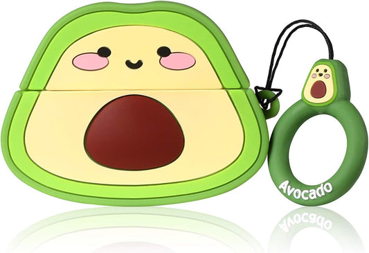 Case for Airpods Pro 2019/Pro 2 Gen 2022 Cute, 3D Unique Character Silicone Cartoon Fruit Airpod Skin Funny Fun Cool Keychain Design Kids Teens Girls Boys Cover Cases Air Pods Pro (Avocado)