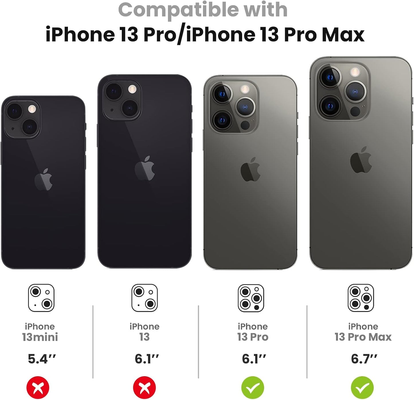 for Iphone 13 Pro Iphone 13 Pro Max Camera Lens Protector, 9H Tempered Glass Camera Cover Screen Protector Metal Individual Ring for Iphone 13Pro 6.1 Inch Iphone 13 Promax 6.7 Inch 2021