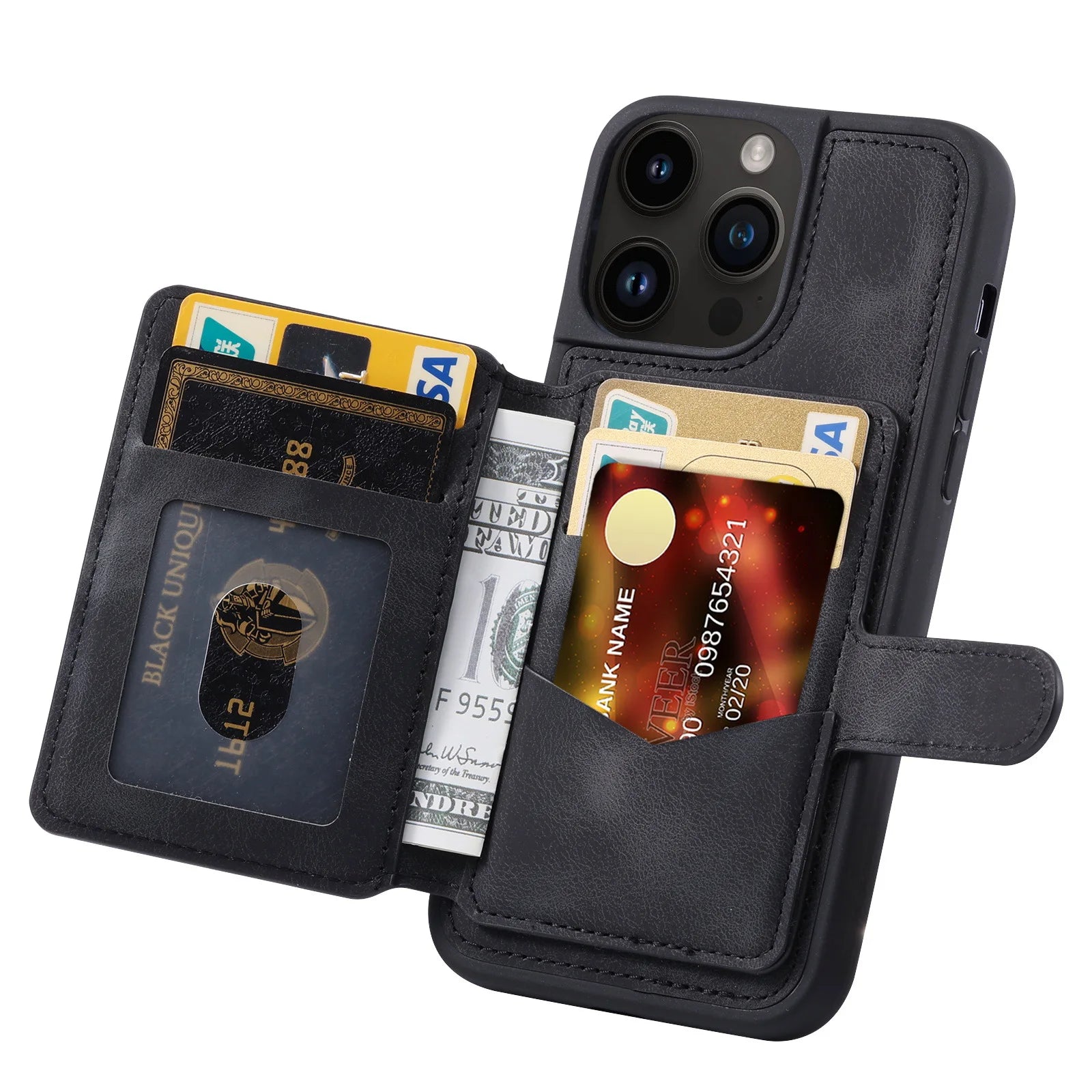 Luxury Leather Card Pocket Phone Case for Iphone 17 Pro Max 13 11 12 14 15 16 Pro Max 15 plus Wallet Shockproof Back Cover Cases