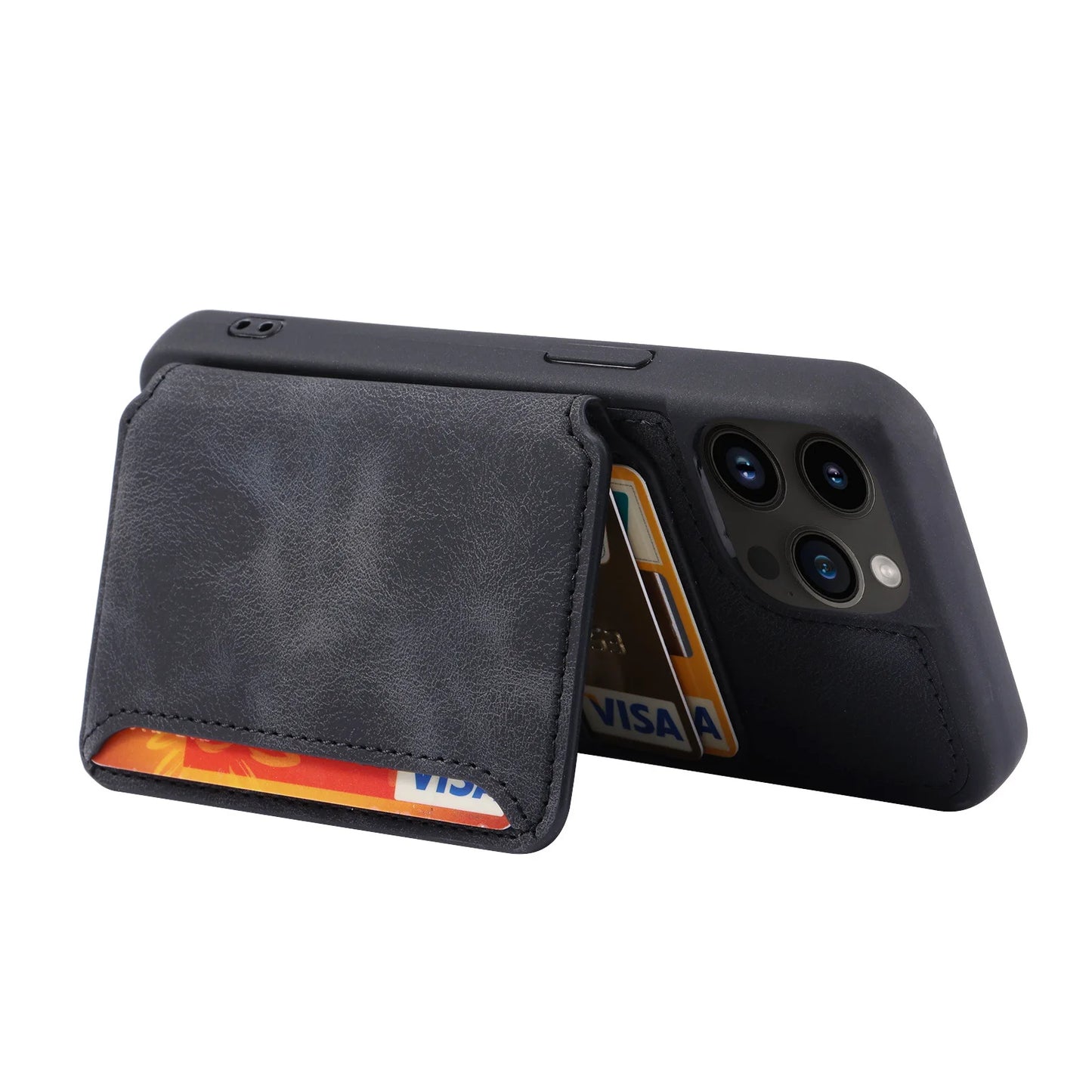 Luxury Leather Card Pocket Phone Case for Iphone 17 Pro Max 13 11 12 14 15 16 Pro Max 15 plus Wallet Shockproof Back Cover Cases
