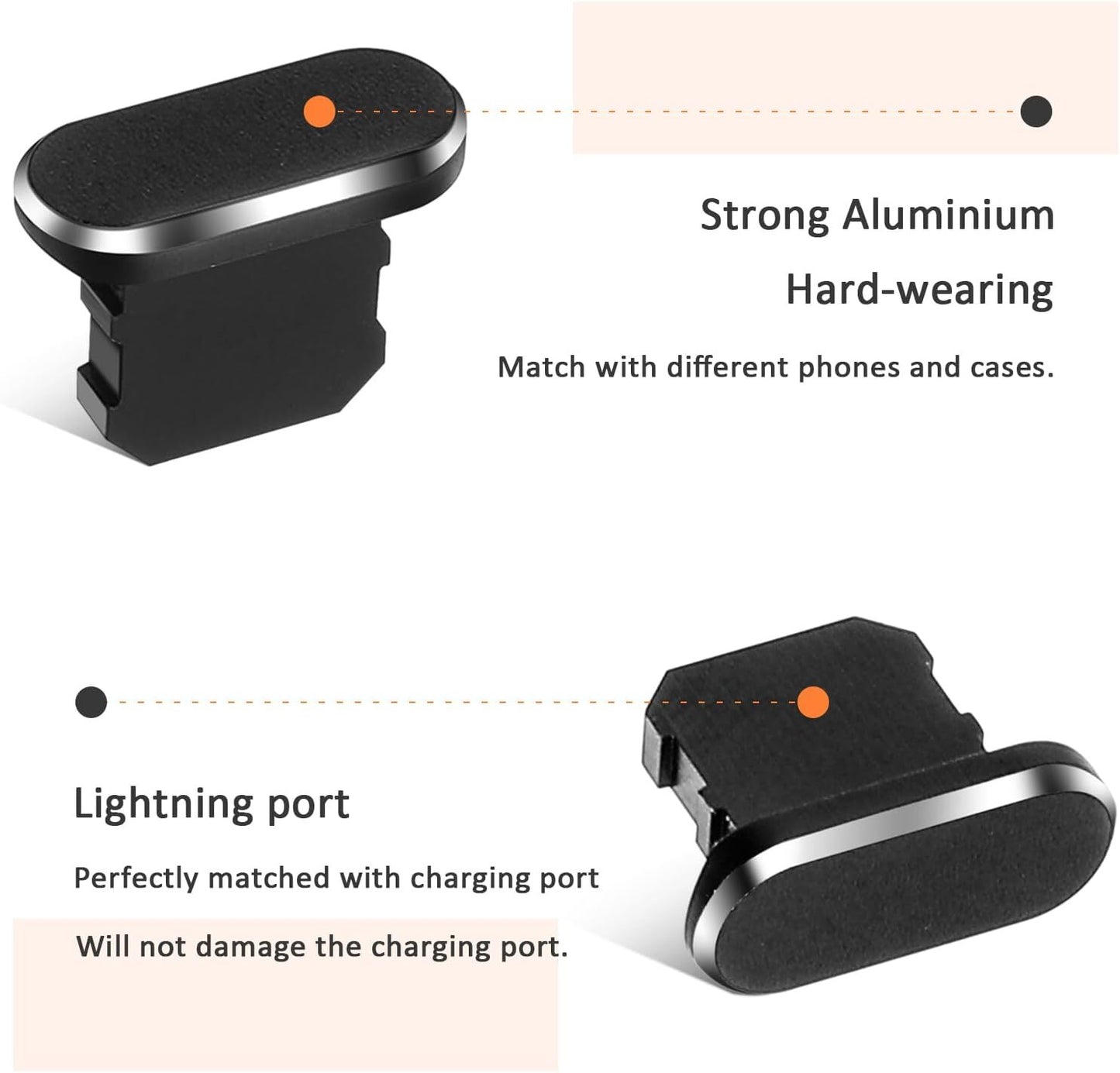 Teaaha 4 Pack Phone Dust Plug Charging Port Anti-Dust Black