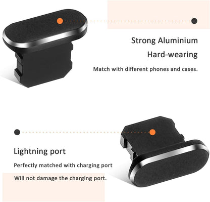 Teaaha 4 Pack Phone Dust Plug Charging Port Anti-Dust Black