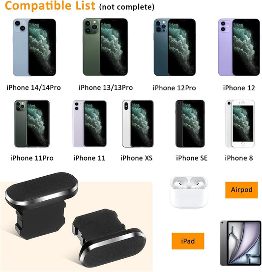 Teaaha 4 Pack Phone Dust Plug Charging Port Anti-Dust Black