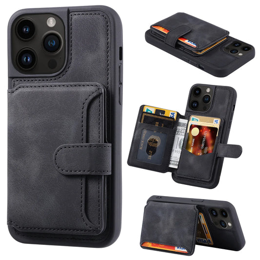 Luxury Leather Card Pocket Phone Case for Iphone 17 Pro Max 13 11 12 14 15 16 Pro Max 15 plus Wallet Shockproof Back Cover Cases