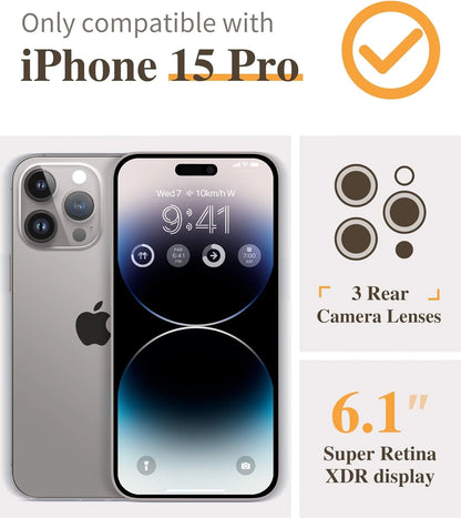 Transparent Phone Case for Apple Iphone 15 Pro Clear Magnetic Case, [Yellow Resistant] Slim Fit Shockproof Transparent Crystal Clear Magnetic Case for Apple Iphone 15 Pro, Gold