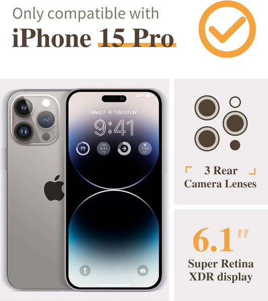 Transparent Phone Case for Apple Iphone 15 Pro Clear Magnetic Case, [Yellow Resistant] Slim Fit Shockproof Transparent Crystal Clear Magnetic Case for Apple Iphone 15 Pro, Gold