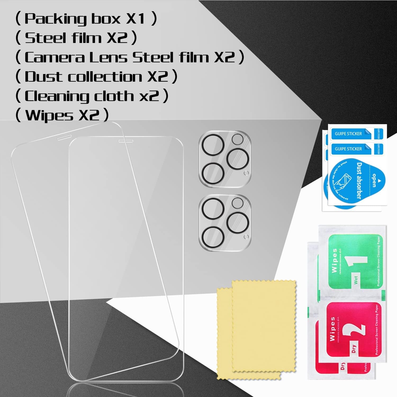 Compatible with Iphone 12 Pro Screen Protector+ Camera Lens Protectors, [2 + 2 Pack] Premium HD Clear Tempered Glass, Anti-Bubble 3D Curved Accuracy Film for Iphone 12 Pro(6.1 Inch)