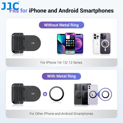 JJC Magnetic Smartphone Shooting Holder Phone Hand Grip Handle Snap on Phone Stand with Tripod Mount Wireless Shutter Remote
