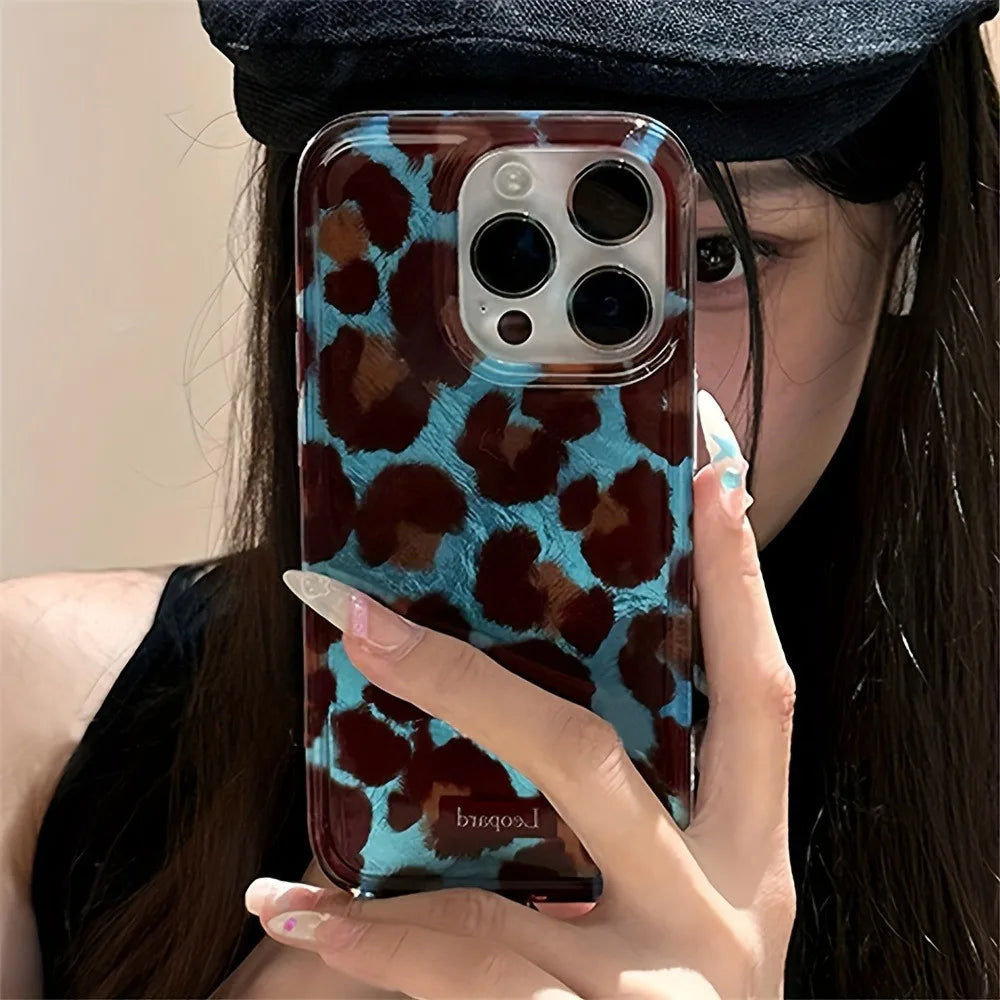 Simple Fashion Smudge Leopard Print Soft Phone Case for Iphone 17 Cases Iphone 16 Pro Max 15 14 13 12 11 XS X XR 7 8 plus Cover