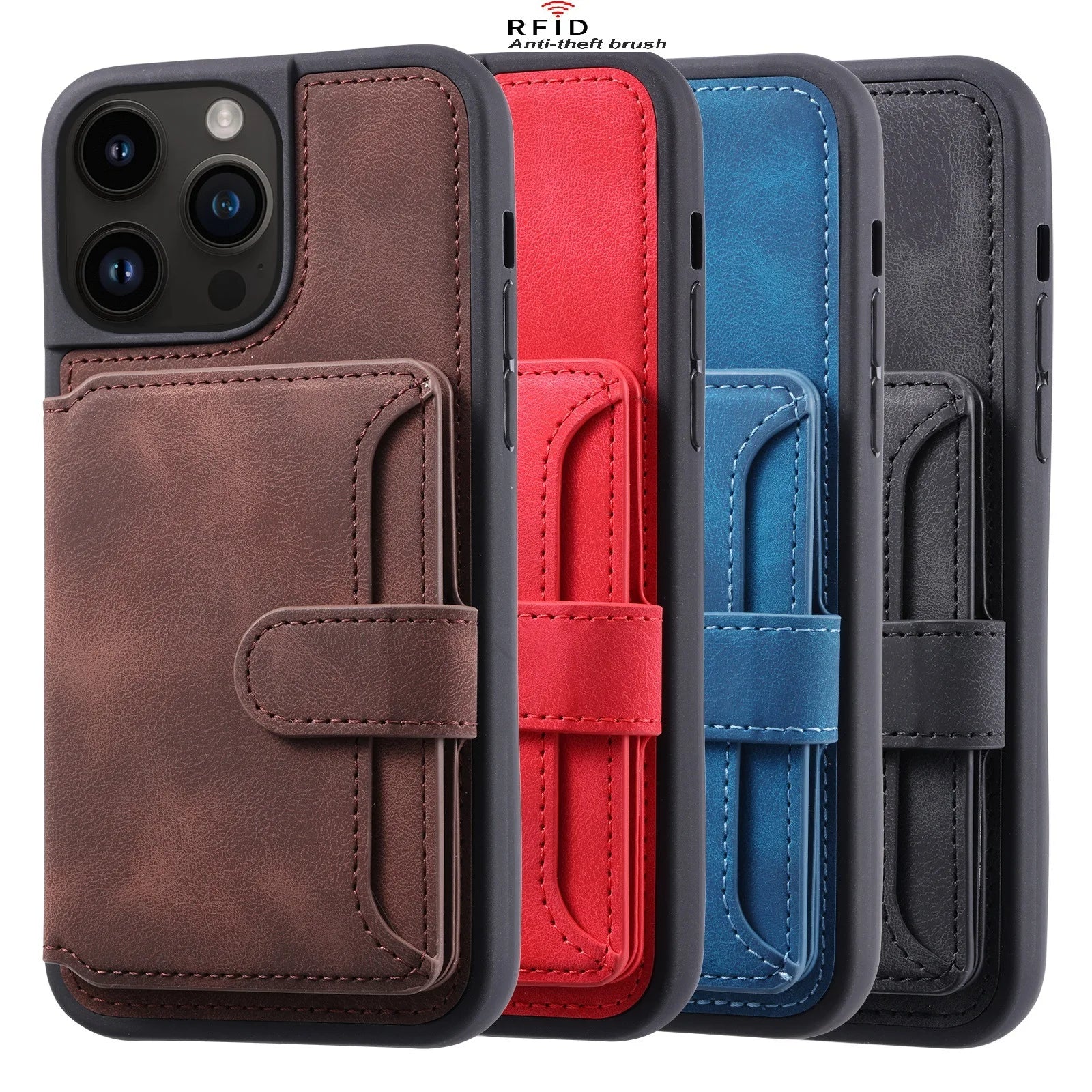 Luxury Leather Card Pocket Phone Case for Iphone 17 Pro Max 13 11 12 14 15 16 Pro Max 15 plus Wallet Shockproof Back Cover Cases