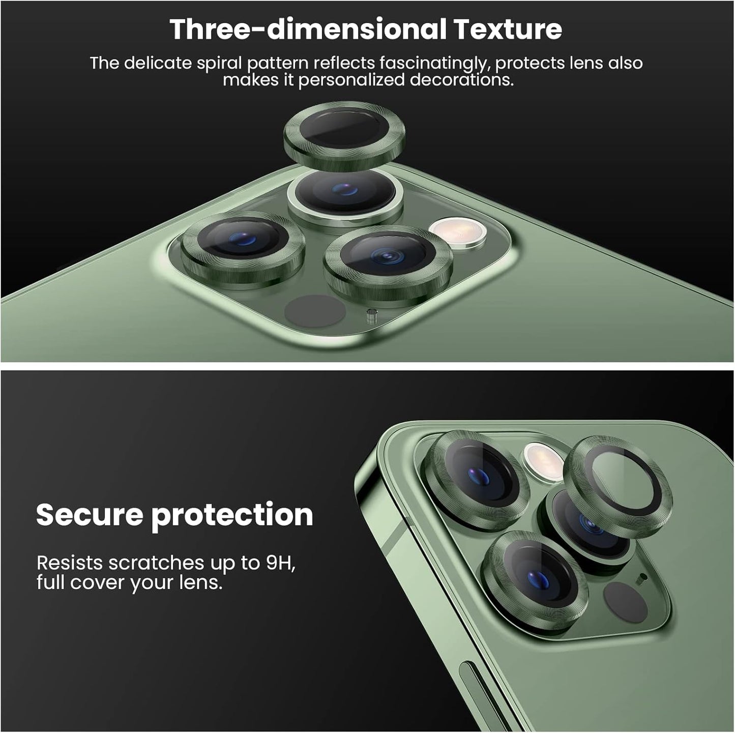 for Iphone 13 Pro Iphone 13 Pro Max Camera Lens Protector, 9H Tempered Glass Camera Cover Screen Protector Metal Individual Ring for Iphone 13Pro 6.1 Inch Iphone 13 Promax 6.7 Inch 2021