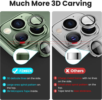 for Iphone 13 Pro Iphone 13 Pro Max Camera Lens Protector, 9H Tempered Glass Camera Cover Screen Protector Metal Individual Ring for Iphone 13Pro 6.1 Inch Iphone 13 Promax 6.7 Inch 2021