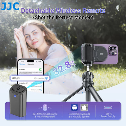JJC Magnetic Smartphone Shooting Holder Phone Hand Grip Handle Snap on Phone Stand with Tripod Mount Wireless Shutter Remote