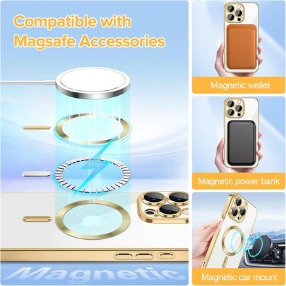 Transparent Phone Case for Apple Iphone 15 Pro Clear Magnetic Case, [Yellow Resistant] Slim Fit Shockproof Transparent Crystal Clear Magnetic Case for Apple Iphone 15 Pro, Gold