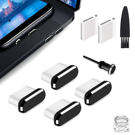 USB C Dust Plug, Type C Dust Cover Charging Port Cap 4 PCS with Cleaning Brus...