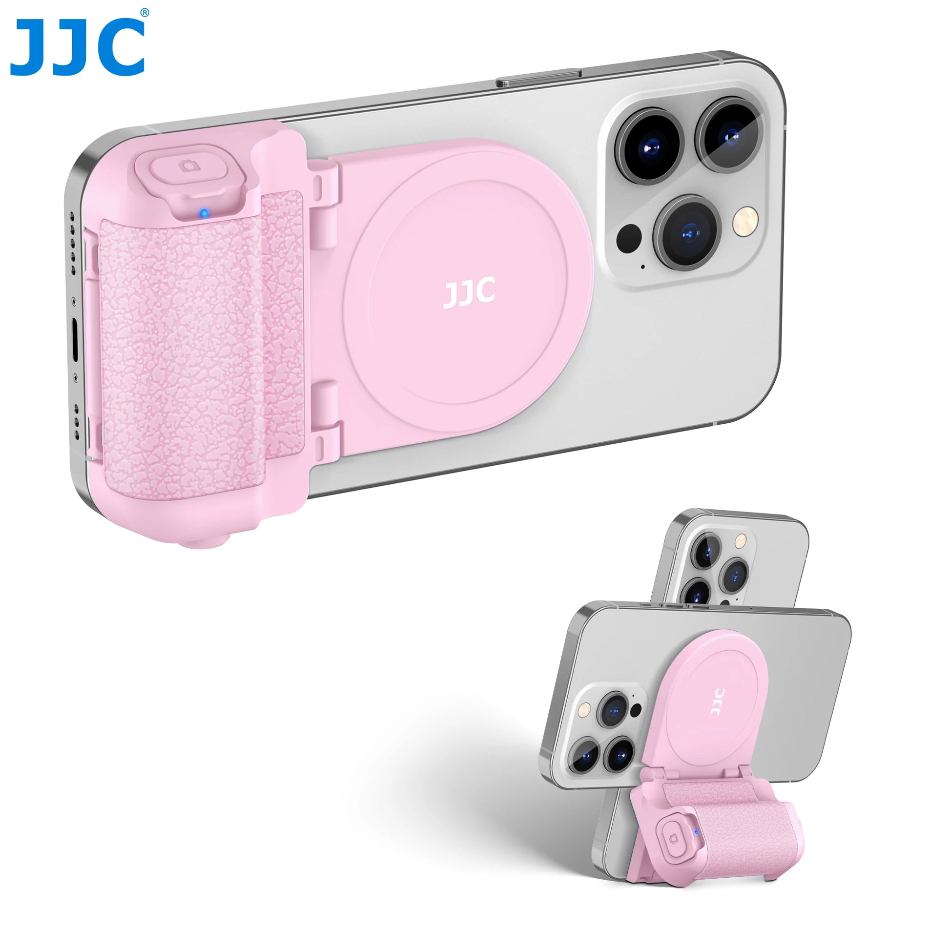 JJC Magnetic Smartphone Shooting Holder Phone Hand Grip Handle Snap on Phone Stand with Tripod Mount Wireless Shutter Remote