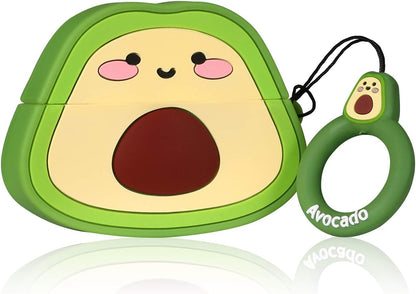 Case for Airpods Pro 2019/Pro 2 Gen 2022 Cute, 3D Unique Character Silicone Cartoon Fruit Airpod Skin Funny Fun Cool Keychain Design Kids Teens Girls Boys Cover Cases Air Pods Pro (Avocado)